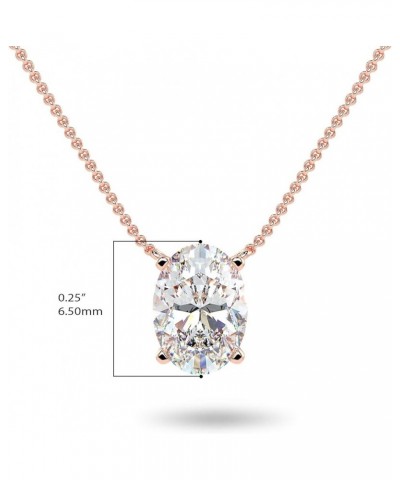 1/3 to 1 1/2 Carat Lab Grown Diamond Oval Solitaire Pendant Necklace for Women I 14k Gold Necklace (G-H, VS1-VS2, cttw) I 16 ...