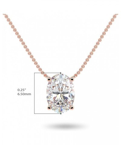 1/3 to 1 1/2 Carat Lab Grown Diamond Oval Solitaire Pendant Necklace for Women I 14k Gold Necklace (G-H, VS1-VS2, cttw) I 16 ...