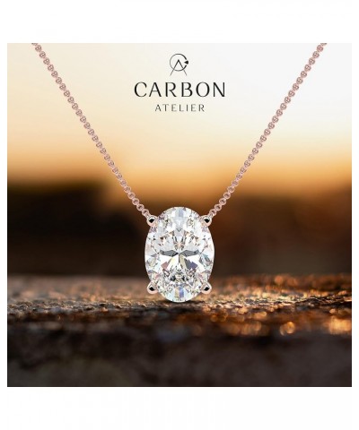 1/3 to 1 1/2 Carat Lab Grown Diamond Oval Solitaire Pendant Necklace for Women I 14k Gold Necklace (G-H, VS1-VS2, cttw) I 16 ...