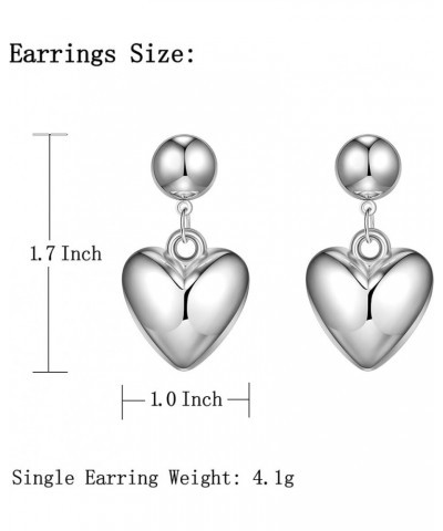 Double Heart Drop Earrings for Women Gold Silver Trendy Statement Heart Shaped Dangle Earring for Girls Jewelry Medium 06Silv...