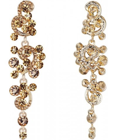 Women's Bohemian Boho Wedding Bridal Crystal Floral Chandelier Hollow Dangle Earrings Champagne Gold-Tone $10.06 Earrings