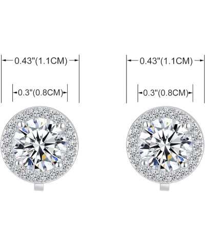 8MM Cubic Zirconia Crystal Clip On Stud Earrings Round Non Pierced Earrings For Women Girls White $7.94 Earrings