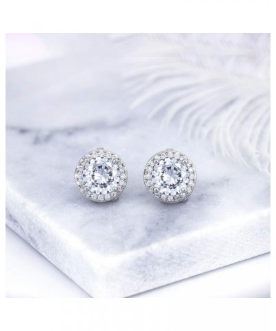 8MM Cubic Zirconia Crystal Clip On Stud Earrings Round Non Pierced Earrings For Women Girls White $7.94 Earrings