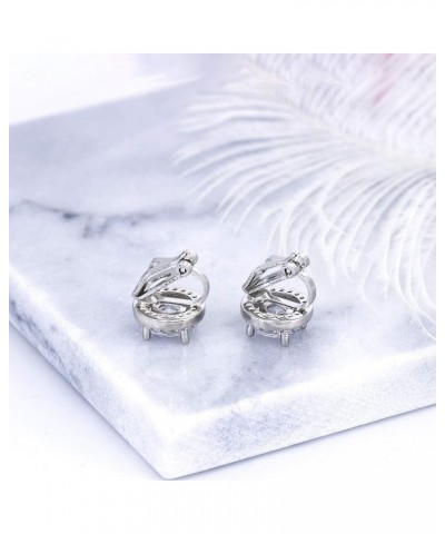 8MM Cubic Zirconia Crystal Clip On Stud Earrings Round Non Pierced Earrings For Women Girls White $7.94 Earrings