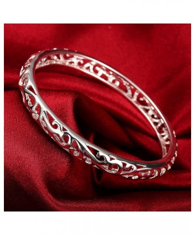 Handmade Bracelet for Women 925 Sterling Silver Open Bangle Bracelet with Gift Box Valentine's Day Gift Pattern 8 $11.96 Brac...