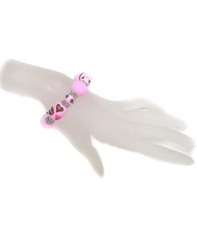 womens Beaded Bracelet, Pink, 7 5 inch US $7.19 Bracelets