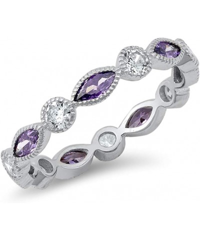 CHOOSE YOUR COLOR Sterling Silver Eternity Ring Purple (Simulated Amethyst) $11.88 Rings