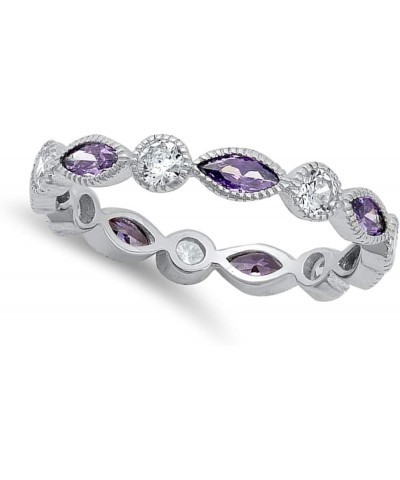 CHOOSE YOUR COLOR Sterling Silver Eternity Ring Purple (Simulated Amethyst) $11.88 Rings