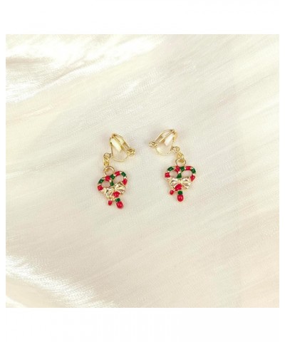 Clip On Christmas Earrings for Women Girls Cute Snowman Tree Stocking Vintage Dangle Drop Clip-on Winter Earrings Candy Deer ...