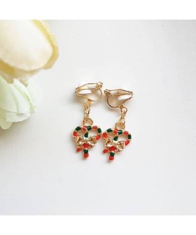 Clip On Christmas Earrings for Women Girls Cute Snowman Tree Stocking Vintage Dangle Drop Clip-on Winter Earrings Candy Deer ...