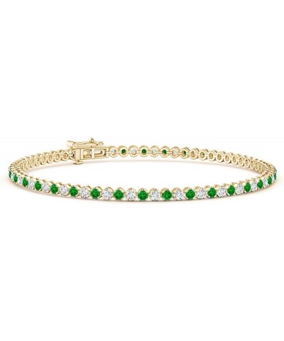 Natural Emerald Tennis Bracelet for Women, Girls in 14K Solid Gold | May Birthstone Jewelry Gift for Her | Wedding Anniversar...