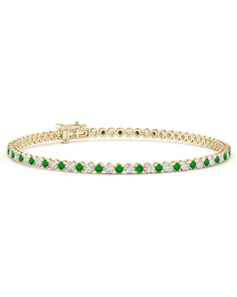 Natural Emerald Tennis Bracelet for Women, Girls in 14K Solid Gold | May Birthstone Jewelry Gift for Her | Wedding Anniversar...