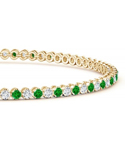 Natural Emerald Tennis Bracelet for Women, Girls in 14K Solid Gold | May Birthstone Jewelry Gift for Her | Wedding Anniversar...