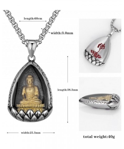 Stainless Steel Good Luck Buddha Pendant Necklace, Unisex, 22" Rolo Chain Silver Gold $10.43 Necklaces