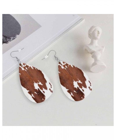 Leather Earrings for Women Teardrop Double-Sided Dangle Lightweight Girls Leaf Earrings Military Camouflage 1 $7.19 Earrings