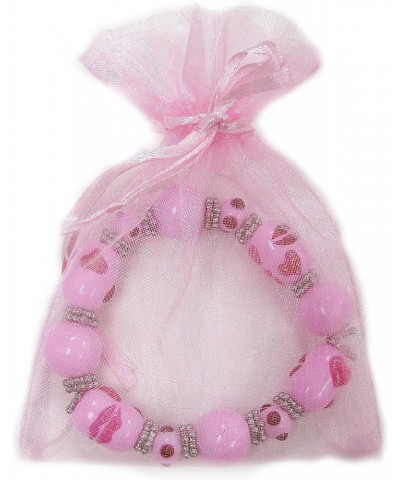 womens Beaded Bracelet, Pink, 7 5 inch US $7.19 Bracelets