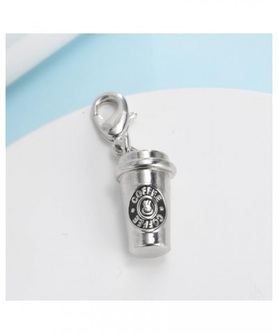 Trendy Rhodium Plated 3D Coffee Cup Floating Lobster Clasp Charm Jewelry for Coffee Lovers Silver - Coffee Cup $7.13 Bracelets