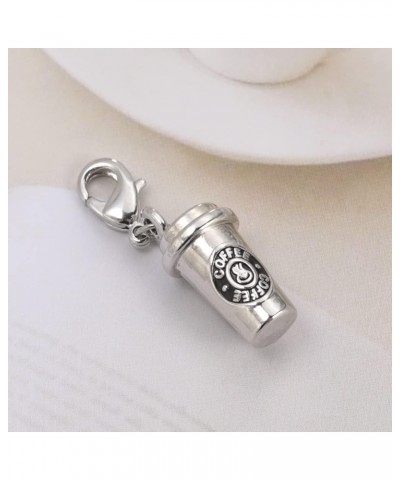 Trendy Rhodium Plated 3D Coffee Cup Floating Lobster Clasp Charm Jewelry for Coffee Lovers Silver - Coffee Cup $7.13 Bracelets