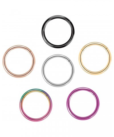 6pcs G23 Titanium Nose Rings Hoop - 20G 18G 16G 14G Diameter 6mm/7mm/8mm/9mm/10mm/11mm/12mm Hinged Segment Ring Gold/Rose Gol...