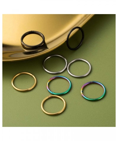 6pcs G23 Titanium Nose Rings Hoop - 20G 18G 16G 14G Diameter 6mm/7mm/8mm/9mm/10mm/11mm/12mm Hinged Segment Ring Gold/Rose Gol...