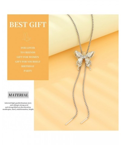 Butterfly Pendant Necklace Adjustable Slider Butterfly Charm Long Y-Shape Chain Necklaces for Women Girls Trendy Jewelry Gift...