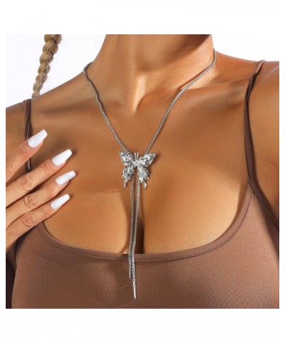 Butterfly Pendant Necklace Adjustable Slider Butterfly Charm Long Y-Shape Chain Necklaces for Women Girls Trendy Jewelry Gift...