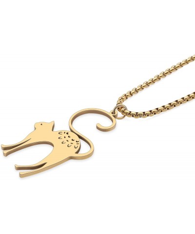 Stainless Steel Cute Kitten Cat Necklace Fahsion 18k Gold Plated Pendant Pets Jewelry for Women Girls Cat Lovers Gifts Gold P...