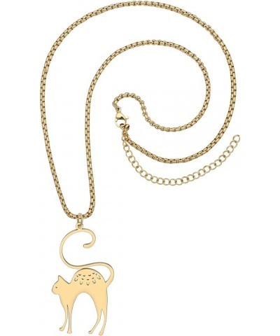 Stainless Steel Cute Kitten Cat Necklace Fahsion 18k Gold Plated Pendant Pets Jewelry for Women Girls Cat Lovers Gifts Gold P...