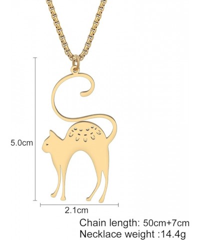 Stainless Steel Cute Kitten Cat Necklace Fahsion 18k Gold Plated Pendant Pets Jewelry for Women Girls Cat Lovers Gifts Gold P...