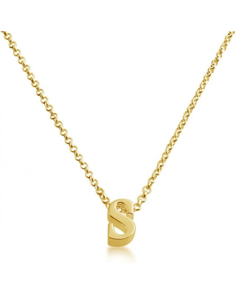 Initial Letter S Personalized Serif Font Small Pendant Necklace Thin 1mm Chain gold-plated-silver 12.0 Inches $34.65 Necklaces