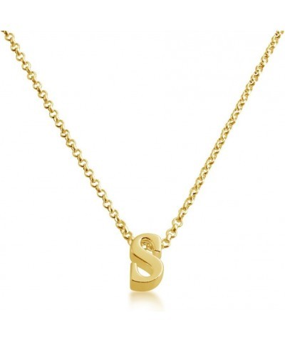 Initial Letter S Personalized Serif Font Small Pendant Necklace Thin 1mm Chain gold-plated-silver 12.0 Inches $34.65 Necklaces