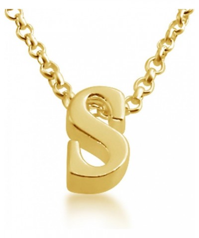 Initial Letter S Personalized Serif Font Small Pendant Necklace Thin 1mm Chain gold-plated-silver 12.0 Inches $34.65 Necklaces