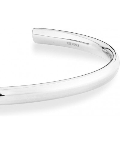 925 Sterling Silver or 18Kt Yellow Gold Over Silver Italian Adjustable 4mm Open Cuff Polished Bangle Bracelet for Women 7.25-...