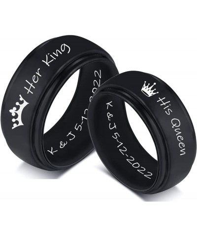 Silicone Couple Rings Her King & His Queen Matching Ring Set for Him Her 8MM Black Breathable Silicone Rubber Step Edge Dome ...