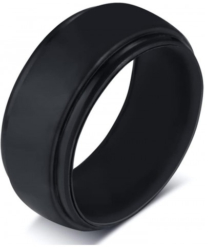 Silicone Couple Rings Her King & His Queen Matching Ring Set for Him Her 8MM Black Breathable Silicone Rubber Step Edge Dome ...