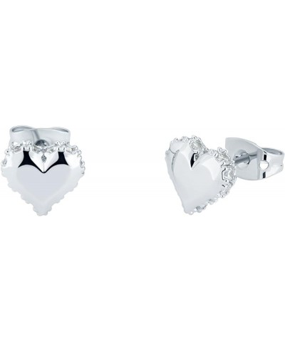 Sersy Sparkle Heart Stud Earrings For Women Silver Tone/Crystal $24.00 Earrings