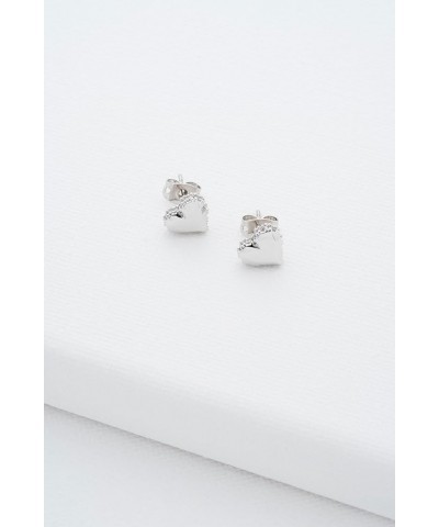 Sersy Sparkle Heart Stud Earrings For Women Silver Tone/Crystal $24.00 Earrings