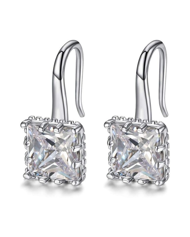 Dangle Pierced Earrings with Cut CZ in 18K White Gold Plated,for Birthday Valentine Anniversary 4 $4.15 Earrings