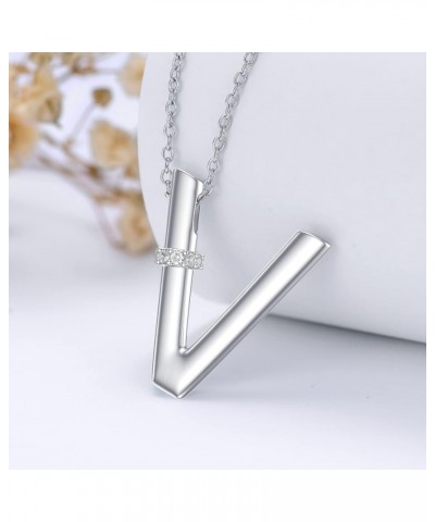 Natural Diamond Initial Necklace 14K White Gold Plated A-Z Letter Alphabet Pendant 925 Sterling Silver Jewelry Gift for Women...