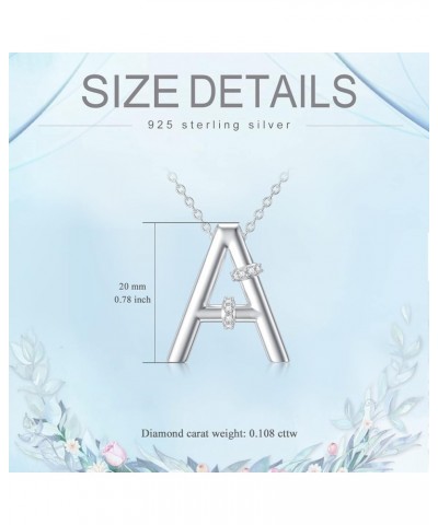 Natural Diamond Initial Necklace 14K White Gold Plated A-Z Letter Alphabet Pendant 925 Sterling Silver Jewelry Gift for Women...