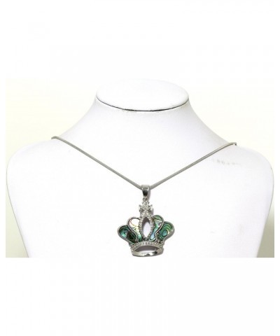 Religious Crown Cross Pendant Green Abalone Silver Tone 18.5" Necklace New $9.43 Necklaces