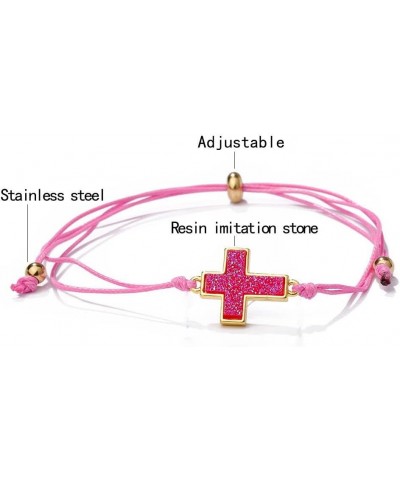 Cross Bracelet Adjustable Handmade Braided Bracelet Colorful Woven String Rope Cross Charm Bracelets For Women Friends Couple...