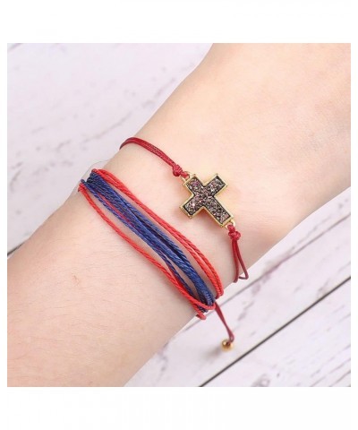 Cross Bracelet Adjustable Handmade Braided Bracelet Colorful Woven String Rope Cross Charm Bracelets For Women Friends Couple...