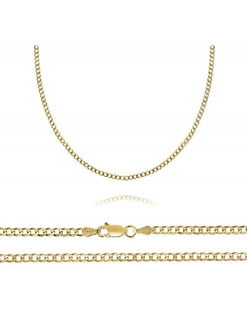 2MM 18K Gold Chain for Men & Women with Strong Curb Link | Fine Curb Chain Necklace from Size 16-30 inches 18 Inches 2MM $115...