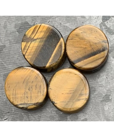 ALL 3 PAIR- Yellow, Blue & Red Tiger Eye Organic Stone Plugs Double Flare Gauges 00g (10mm) $16.05 Body Jewelry