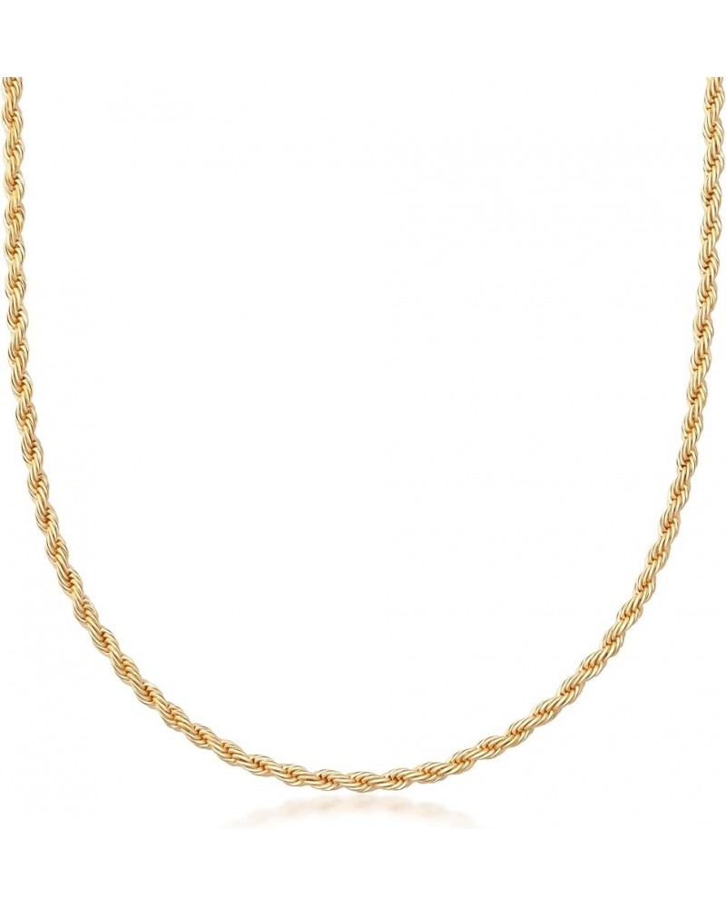 18K Gold Plated Rope Chain Necklace - Made In Brazil 3 Milimeter 24 Inches $12.90 Necklaces