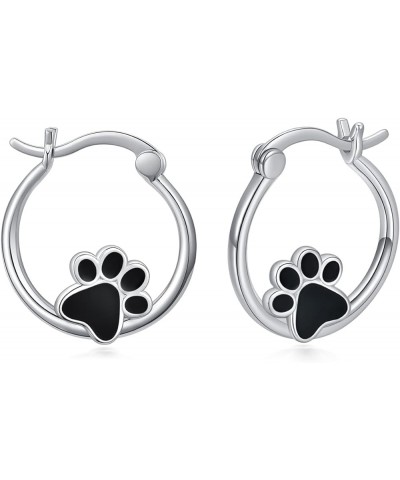 925 Sterling Silver Small Hoop Earrings for Sensitive Ears Cute Animal Jewelry Gifts for Women Daughter Pet Paw $17.81 Earrings