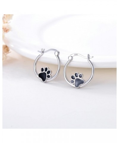 925 Sterling Silver Small Hoop Earrings for Sensitive Ears Cute Animal Jewelry Gifts for Women Daughter Pet Paw $17.81 Earrings