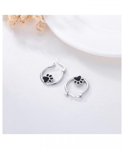 925 Sterling Silver Small Hoop Earrings for Sensitive Ears Cute Animal Jewelry Gifts for Women Daughter Pet Paw $17.81 Earrings