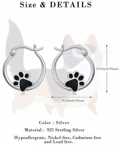 925 Sterling Silver Small Hoop Earrings for Sensitive Ears Cute Animal Jewelry Gifts for Women Daughter Pet Paw $17.81 Earrings